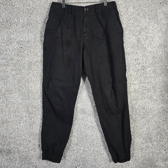 Bear Bottom Men Tapered Jogger Pants Large Black Casual Minimal Streetwear READ‎ - Picture 1 of 12